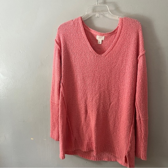 Caslon Bright Pink V-Neck Oversize Sweater X-Smalll - Picture 3 of 8
